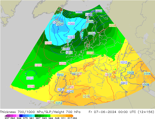 Thck 700-1000 hPa UK-Global Sex 07.06.2024 00 UTC