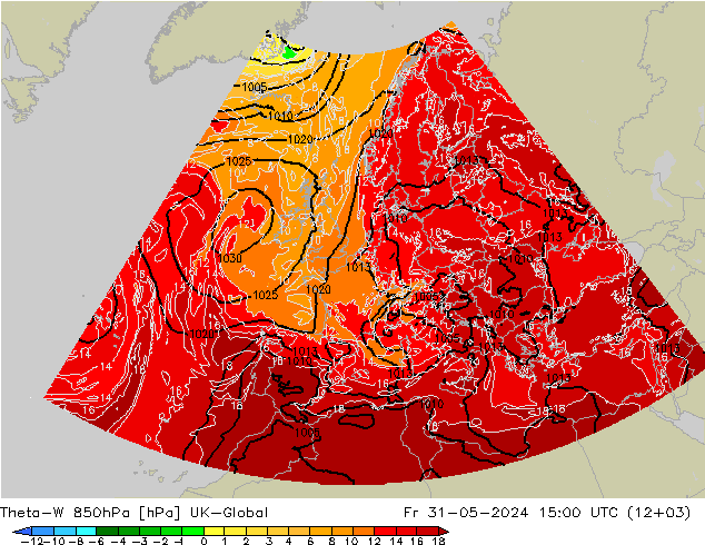 Theta-W 850hPa UK-Global pt. 31.05.2024 15 UTC