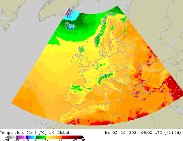 Temperature (2m) UK-Global Mo 03.06.2024 06 UTC