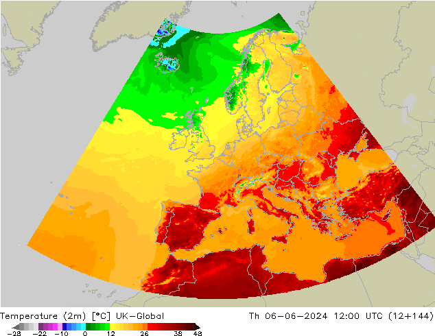 Temperature (2m) UK-Global Čt 06.06.2024 12 UTC