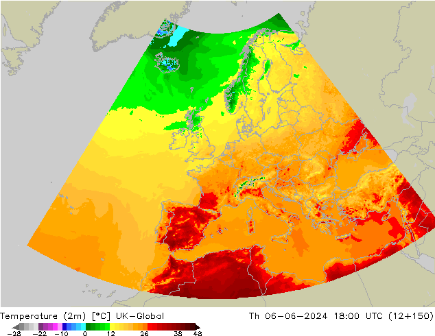 mapa temperatury (2m) UK-Global czw. 06.06.2024 18 UTC