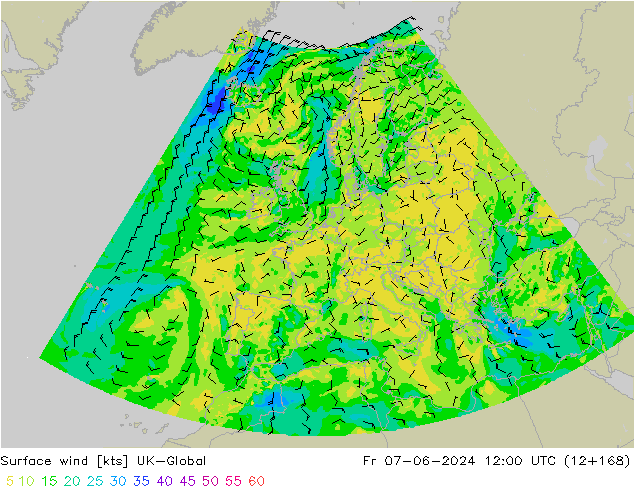 Surface wind UK-Global Fr 07.06.2024 12 UTC