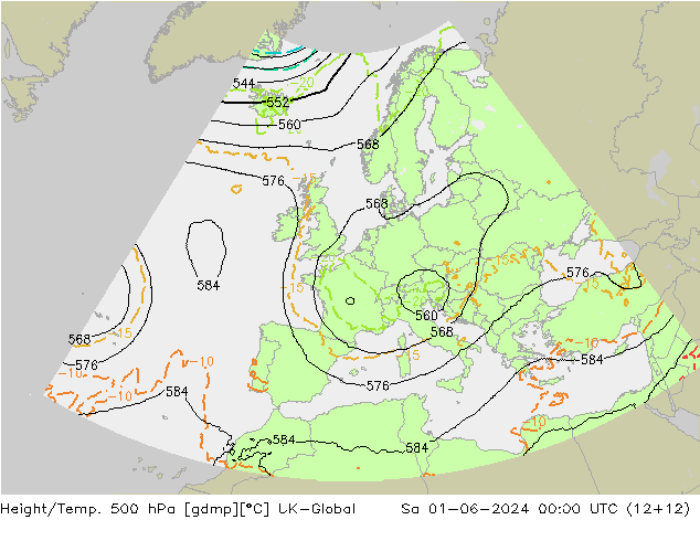 Height/Temp. 500 hPa UK-Global Sa 01.06.2024 00 UTC