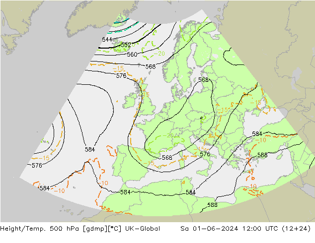 Height/Temp. 500 hPa UK-Global Sáb 01.06.2024 12 UTC