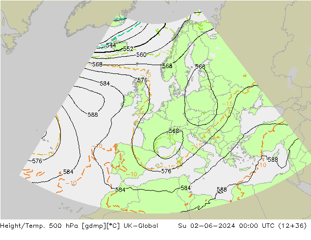 Hoogte/Temp. 500 hPa UK-Global zo 02.06.2024 00 UTC