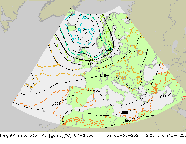 Hoogte/Temp. 500 hPa UK-Global wo 05.06.2024 12 UTC