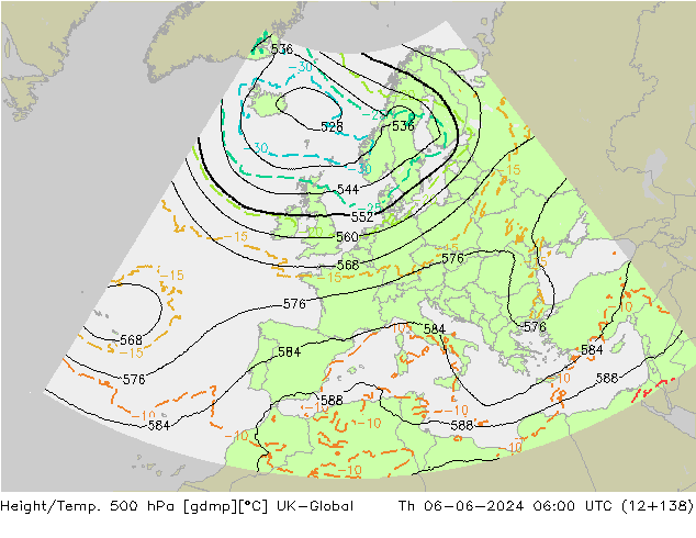 Géop./Temp. 500 hPa UK-Global jeu 06.06.2024 06 UTC