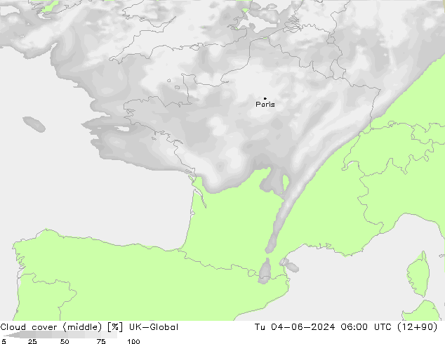Nuages (moyen) UK-Global mar 04.06.2024 06 UTC
