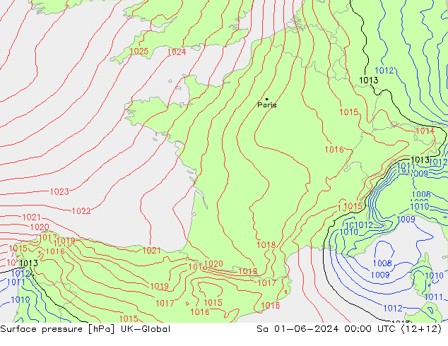 pression de l'air UK-Global sam 01.06.2024 00 UTC