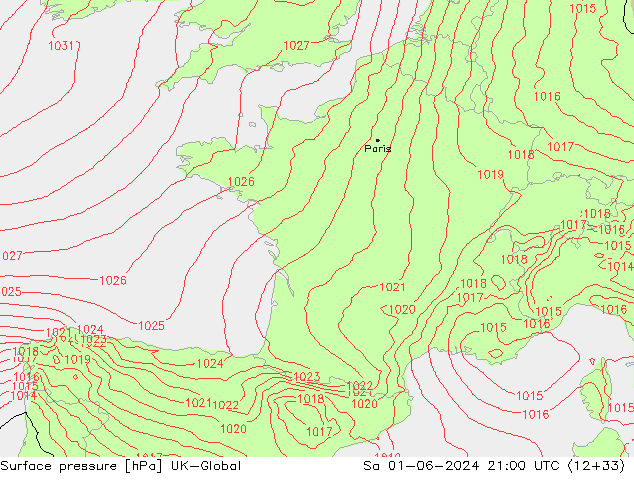 Luchtdruk (Grond) UK-Global za 01.06.2024 21 UTC