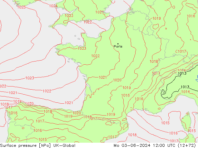 pression de l'air UK-Global lun 03.06.2024 12 UTC