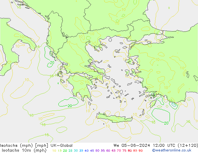 Isotachs (mph) UK-Global ср 05.06.2024 12 UTC