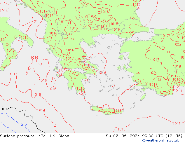 Atmosférický tlak UK-Global Ne 02.06.2024 00 UTC