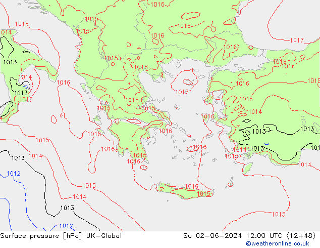 pressão do solo UK-Global Dom 02.06.2024 12 UTC