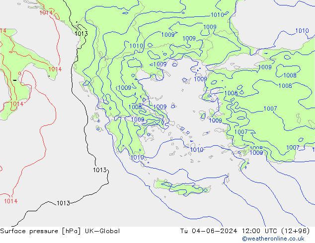 pression de l'air UK-Global mar 04.06.2024 12 UTC