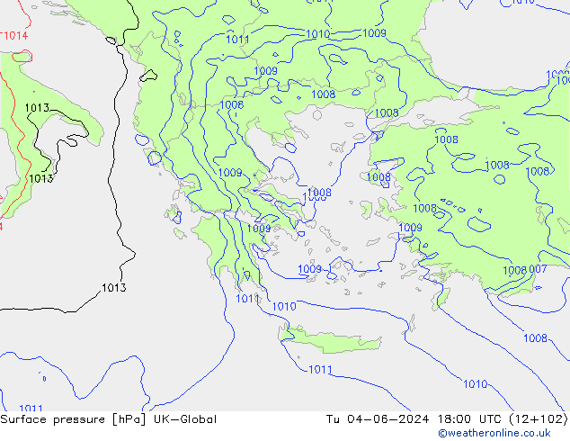 приземное давление UK-Global вт 04.06.2024 18 UTC