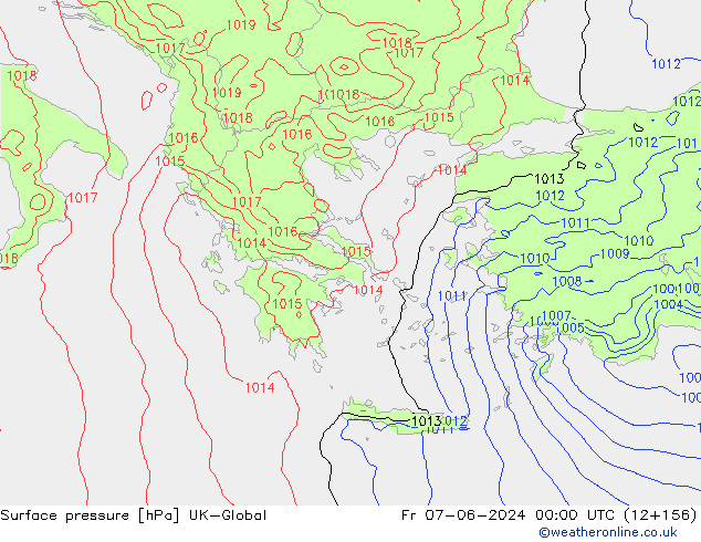 Surface pressure UK-Global Fr 07.06.2024 00 UTC