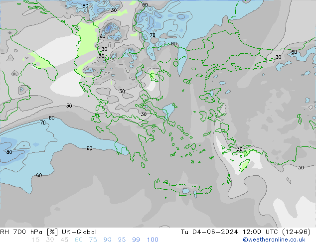 RH 700 hPa UK-Global  04.06.2024 12 UTC