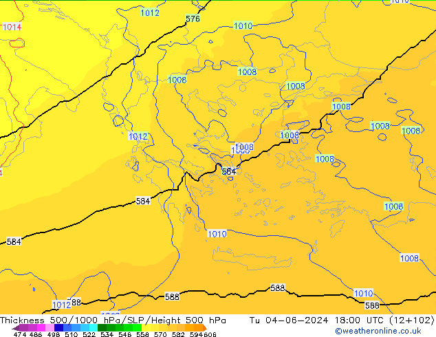 Thck 500-1000hPa UK-Global  04.06.2024 18 UTC