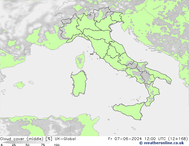 Cloud cover (middle) UK-Global Fr 07.06.2024 12 UTC