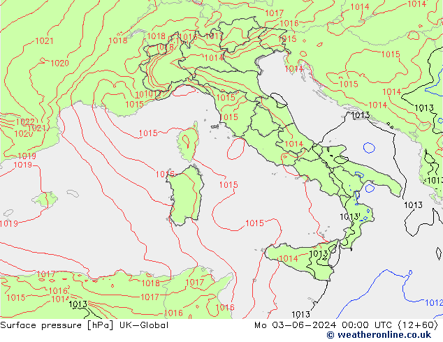 Presión superficial UK-Global lun 03.06.2024 00 UTC