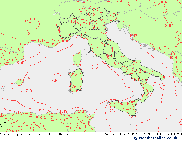 Surface pressure UK-Global We 05.06.2024 12 UTC