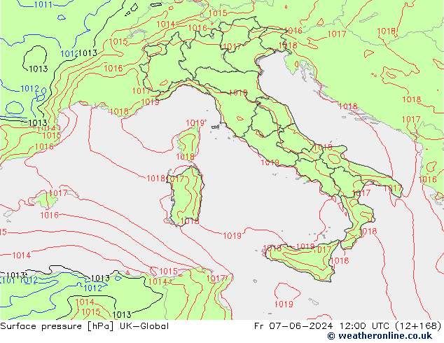 Surface pressure UK-Global Fr 07.06.2024 12 UTC