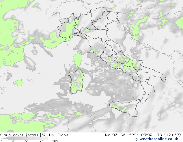 Nubes (total) UK-Global lun 03.06.2024 03 UTC