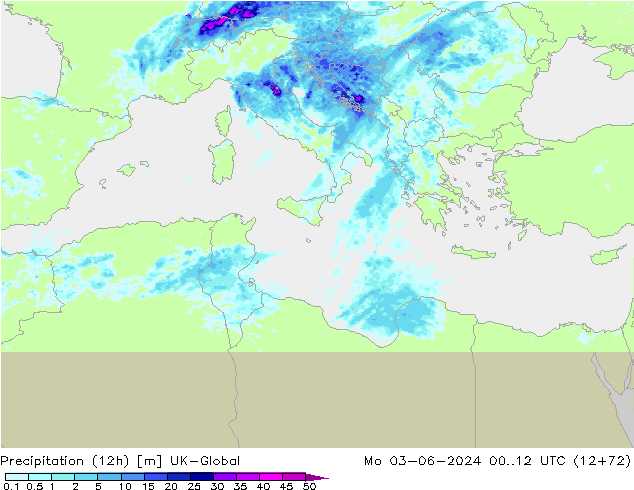 Precipitación (12h) UK-Global lun 03.06.2024 12 UTC