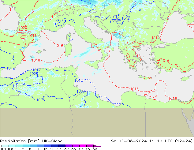 Precipitazione UK-Global sab 01.06.2024 12 UTC