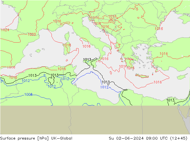 приземное давление UK-Global Вс 02.06.2024 09 UTC