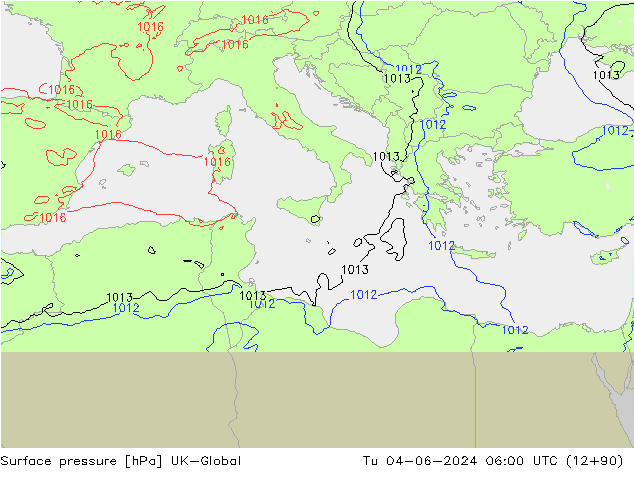 pression de l'air UK-Global mar 04.06.2024 06 UTC