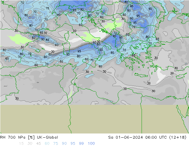 RH 700 hPa UK-Global So 01.06.2024 06 UTC