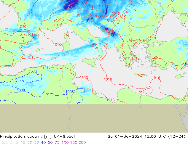 Precipitation accum. UK-Global Sa 01.06.2024 12 UTC