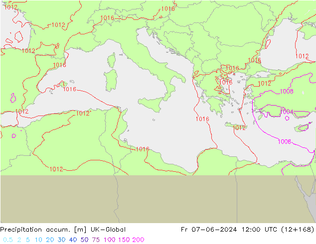 Precipitación acum. UK-Global vie 07.06.2024 12 UTC