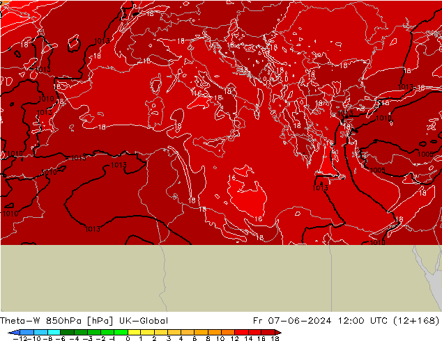 Theta-W 850hPa UK-Global Fr 07.06.2024 12 UTC