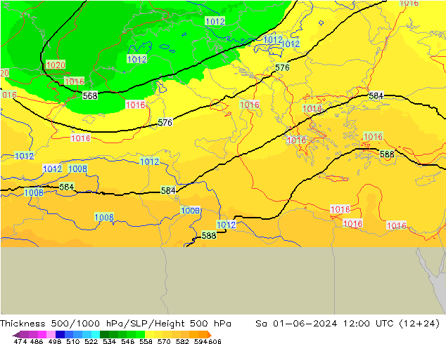 Thck 500-1000hPa UK-Global sab 01.06.2024 12 UTC