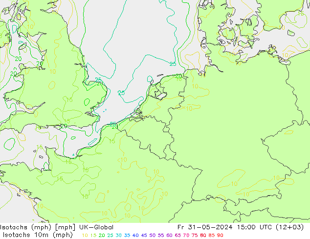 Isotachs (mph) UK-Global 星期五 31.05.2024 15 UTC