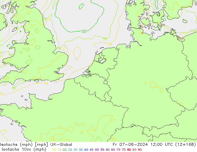 Isotachs (mph) UK-Global пт 07.06.2024 12 UTC