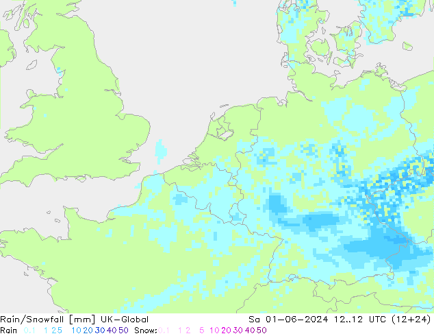 Rain/Snowfall UK-Global Cts 01.06.2024 12 UTC