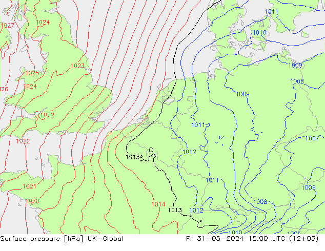 地面气压 UK-Global 星期五 31.05.2024 15 UTC