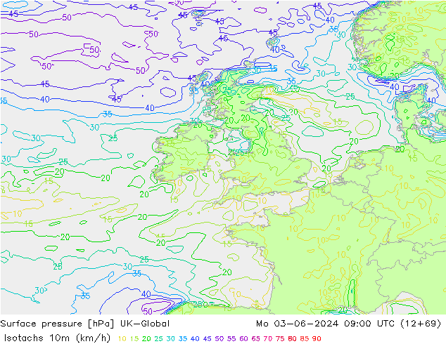Isotachs (kph) UK-Global Seg 03.06.2024 09 UTC