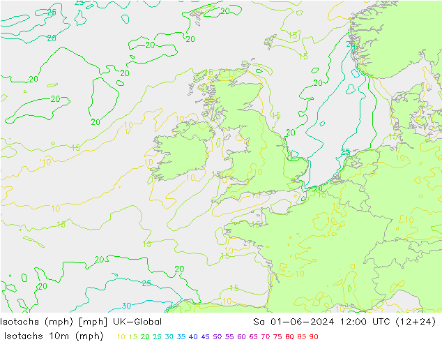 Isotachs (mph) UK-Global sam 01.06.2024 12 UTC