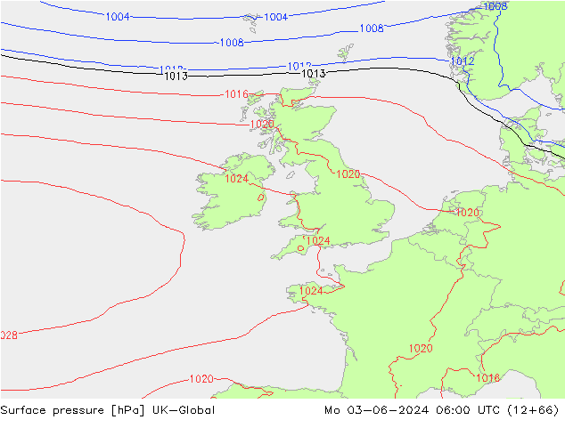 Surface pressure UK-Global Mo 03.06.2024 06 UTC