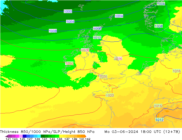 Thck 850-1000 hPa UK-Global  03.06.2024 18 UTC