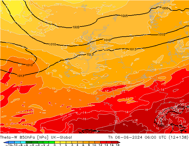 Theta-W 850hPa UK-Global gio 06.06.2024 06 UTC