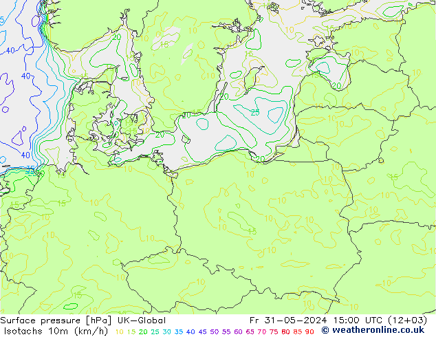 Isotachs (kph) UK-Global Fr 31.05.2024 15 UTC