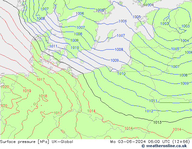 Surface pressure UK-Global Mo 03.06.2024 06 UTC