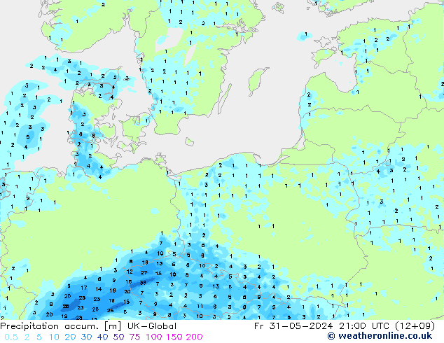 Precipitation accum. UK-Global Sex 31.05.2024 21 UTC