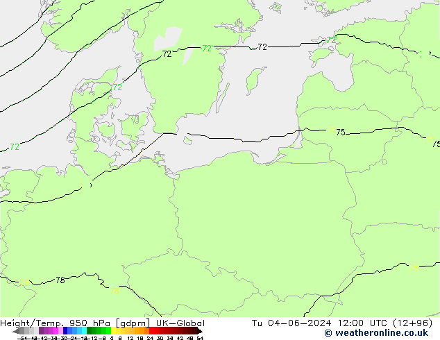 Yükseklik/Sıc. 950 hPa UK-Global Sa 04.06.2024 12 UTC